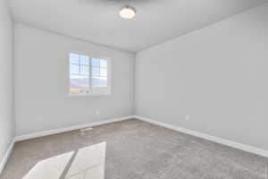 Unfurnished room featuring carpet flooring and a textured ceiling