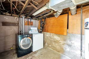 Basement with washer and dryer