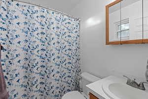 Bathroom with vanity and toilet