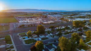 Aerial view featuring a mountain view