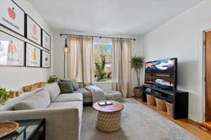 Living room featuring light wood-type flooring