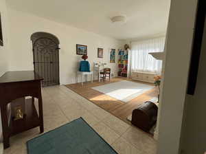 Interior space with light hardwood / wood-style floors