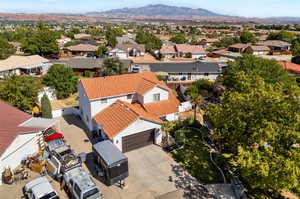 Drone / aerial view with a mountain view