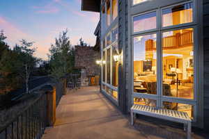 View of patio terrace at dusk