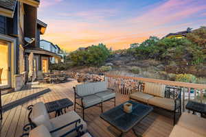 View of deck at dusk