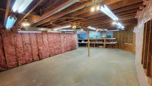 Unfinished area in basement.