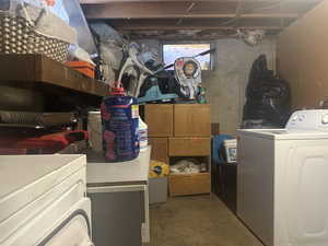 Basement featuring separate washer and dryer