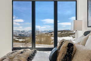 Bedroom with a mountain view