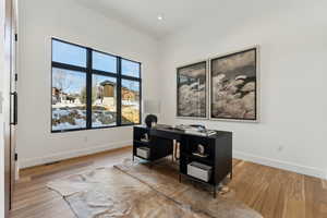 Office space featuring hardwood / wood-style floors