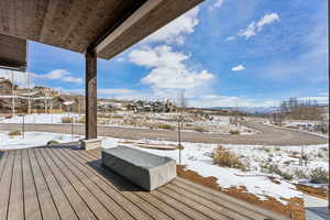 View of snow covered deck