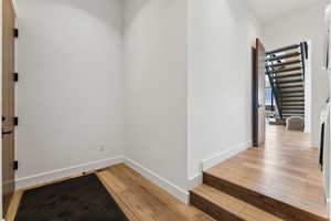 Hallway featuring light hardwood / wood-style flooring