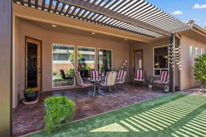 View of patio / terrace featuring a pergola