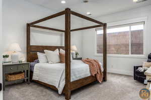 Bedroom featuring carpet