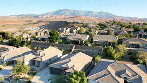 Bird's eye view with a mountain view