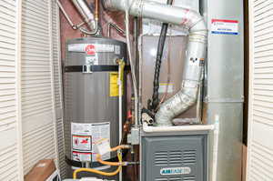 Utilities with strapped new 50 gallon water heater and new furnace