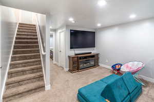 View of carpeted living room