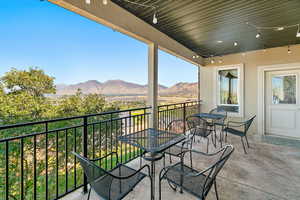 Balcony with a mountain view