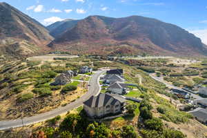 Aerial view featuring a mountain view