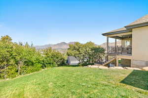 View of yard with a mountain view