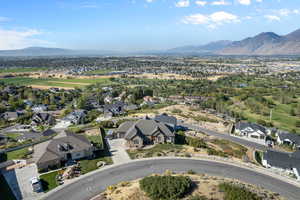 Aerial view featuring a mountain view