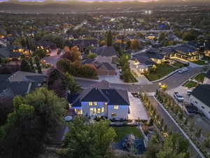 View of aerial view at dusk