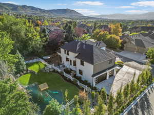 Aerial view featuring a mountain view