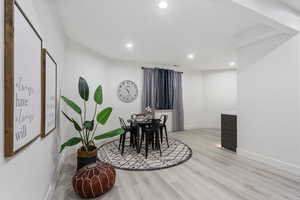 Dining area featuring light hardwood / wood-style flooring