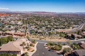 Aerial view featuring a mountain view