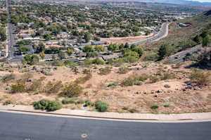 Aerial view featuring a mountain view