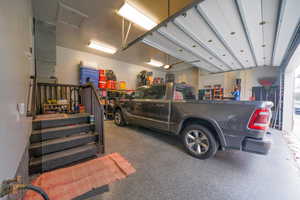 View of a two-car garage with lots of space Ex-wide