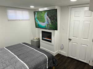 Bedroom TV and fireplace insert