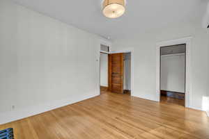 Main level bedroom with two closets