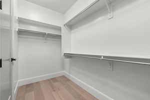 Walk in closet featuring light hardwood / wood-style floors