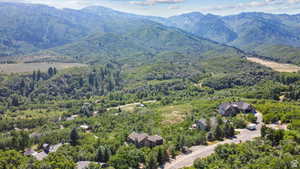 Bird's eye view with a mountain view