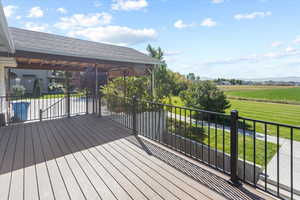 Wooden deck with a yard