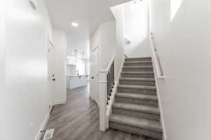 Stairway with wood-type flooring