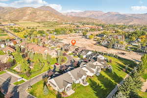 Drone / aerial view with a mountain view