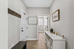 Interior space featuring light hardwood / wood-style flooring