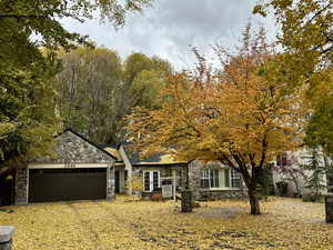 View of front of property with a garage