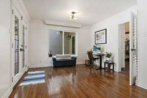 Formal dining area/office/flex room with French doors too patio