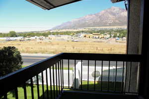 Balcony with a mountain view