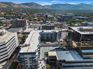 Aerial view featuring a mountain view