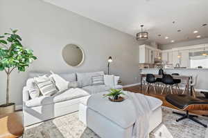 Living room featuring light wood-type flooring