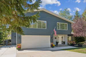 View of front of home with a garage