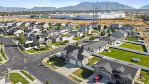 Aerial view featuring a mountain view