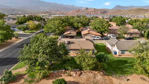 Drone / aerial view with a mountain view