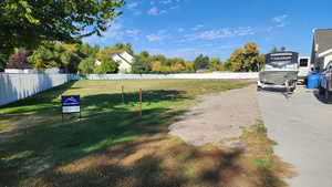 Front of lot.  On the  left hand side the buyer will need to put a 108 ft x 20 ft wide driveway