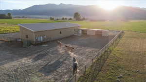 Aerial view featuring a mountain view and a rural view