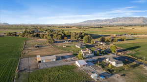 Drone / aerial view featuring a rural view and a mountain view