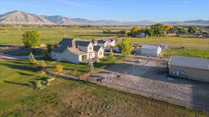 Bird's eye view with a mountain view and a rural view